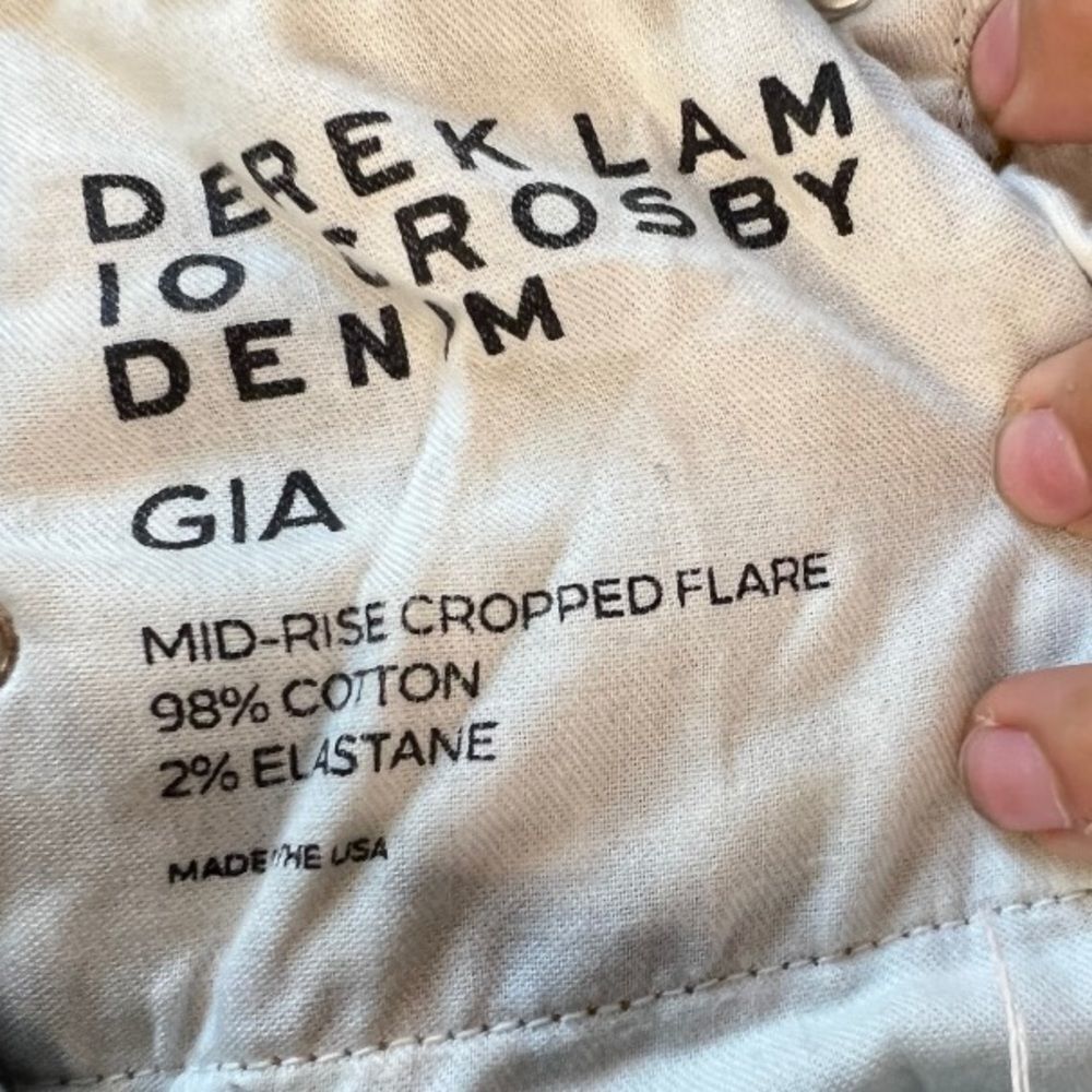 Derek Lam Crosby Women's Gia two-tone Faded Raw Hem Crop Flare Jean - Picture 9 of 9